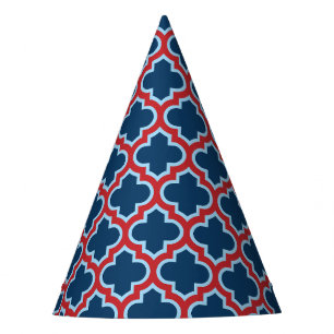 Gorro De Fiesta Mosaicos marroquíes azules y rojos, Entramado, Cua