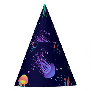 Gorro De Fiesta Mundo de las medusas submarinas: patrón brillante.