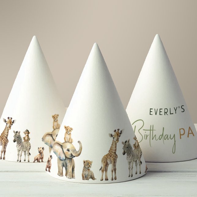 Gorro De Fiesta Nacimiento de los niños en animales de Safari de l (Subido por el creador)