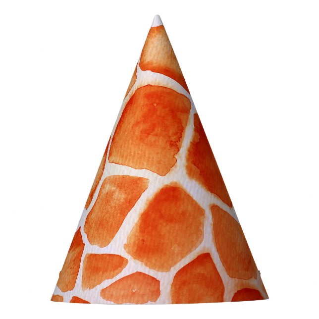 Gorro De Fiesta Naranja acuarela Giraffe Imprimir cumpleaños (Anverso)