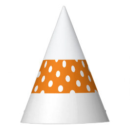 Gorro De Fiesta Naranja Brillante Festivo Lunares Raya Sobre Blanc