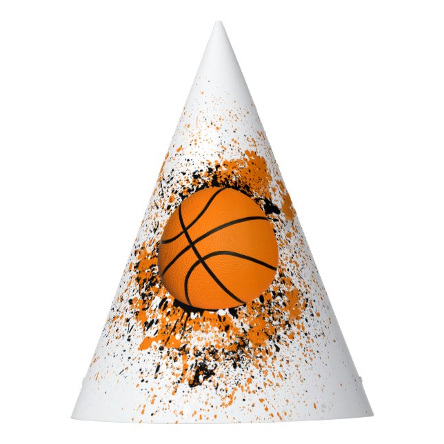 Gorro De Fiesta Naranja de baloncesto Grunge Splatter Fiesta negro (Anverso)