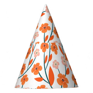 Gorro De Fiesta Naranja floral Pastel blanco sin soldadura