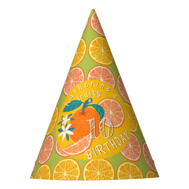 Gorro De Fiesta Naranja Fruity Birthday Green (Anverso)