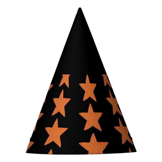 Gorro De Fiesta Naranja quemado Star Pattern Witchy Halloween (Anverso)