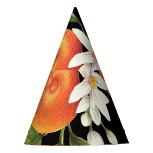 Gorro De Fiesta Naranjas de mano desatada: Ilustracion floral.