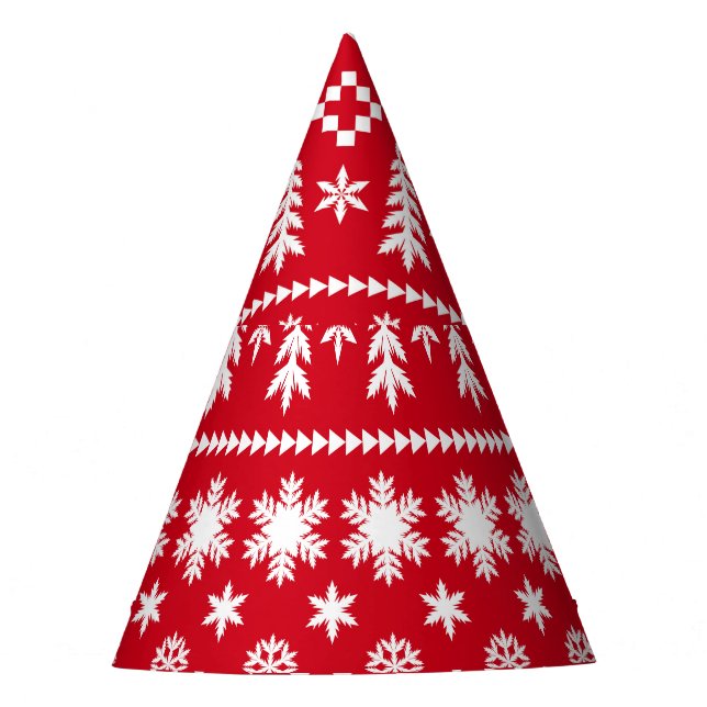 Gorro De Fiesta Navidades clásicos: Patrón rojo blanco de invierno (Anverso)