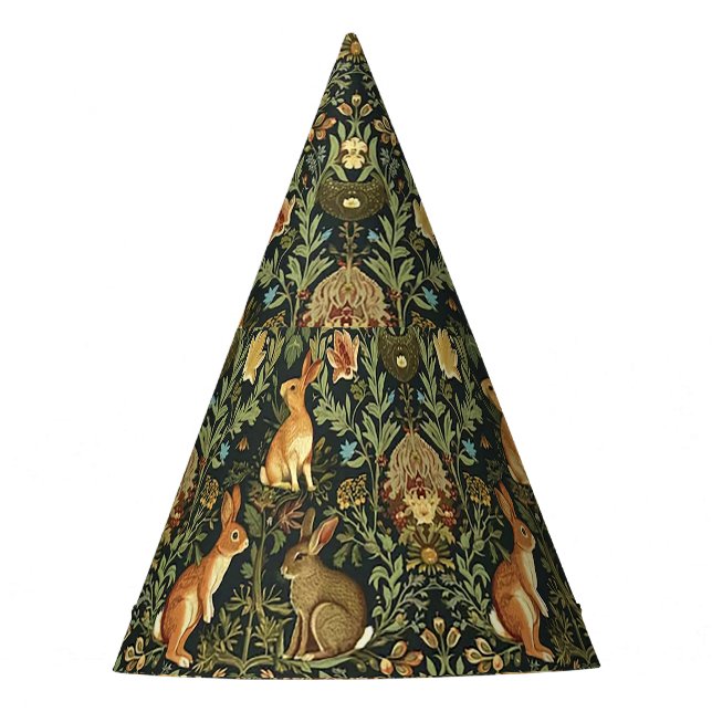 Gorro De Fiesta Navidades de William Morris Woodland Floral Rabbit (Anverso)