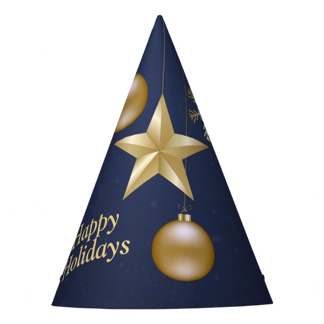 Gorro De Fiesta Navidades Fiesta Golden Ornament Navy Blue Elegant (Anverso)
