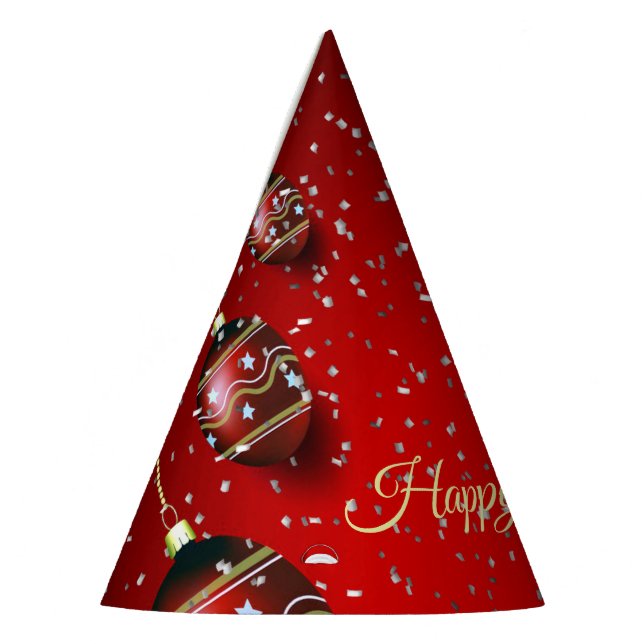 Gorro De Fiesta Navidades Fiesta Golden Red Winter Holidays Elegan (Izquierda)