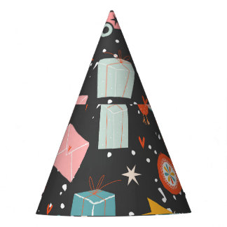 Gorro De Fiesta Navidades negros: patrón vintage ornato.