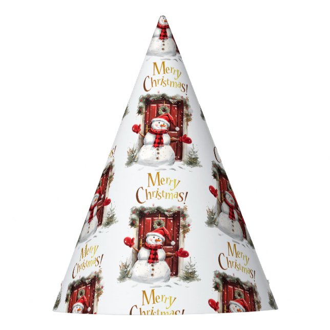 Gorro De Fiesta Navidades Snowman Gold Feliz Navidad Textos (Anverso)