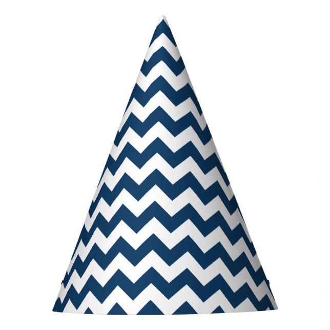 Gorro De Fiesta Navy Zigzag, Navy Chevron, patrón geométrico (Anverso)