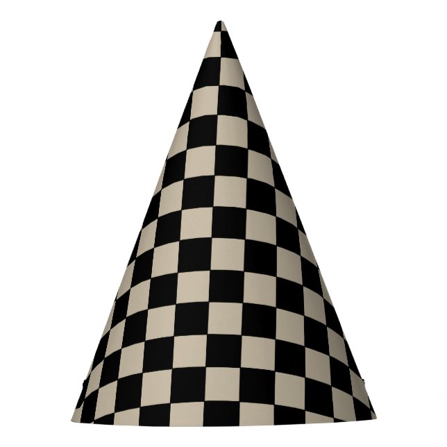 Gorro De Fiesta Negro y cuadros taupe (Anverso)