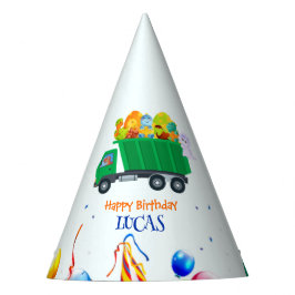 Gorro De Fiesta Niño de cumpleaños de camión de basura de Dinosaur
