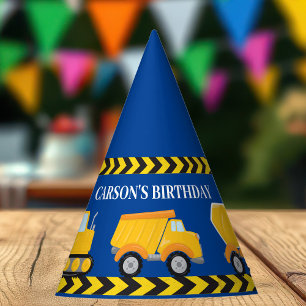 Gorro De Fiesta Niños Construcción Camión Personalizado Cumpleaños