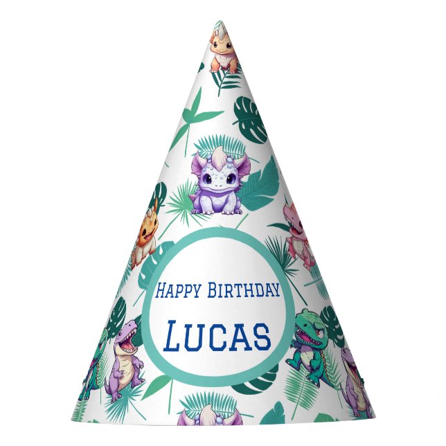 Gorro De Fiesta Niños de la escuela de la jungla de los dinosaurio (Anverso)