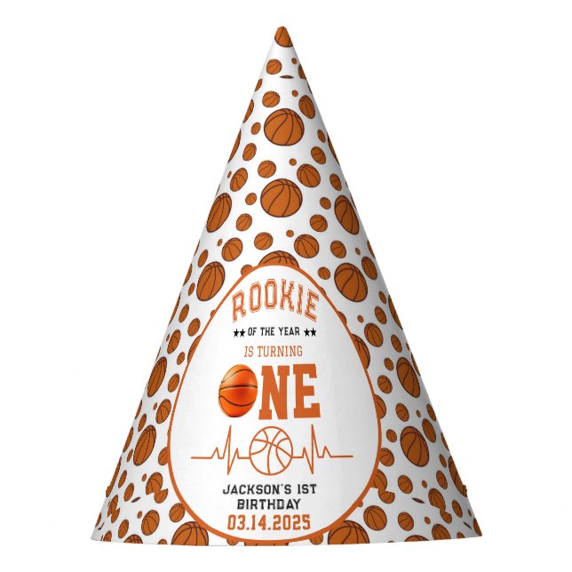 Gorro De Fiesta Noche de baloncesto de cumpleaños 1 (Anverso)