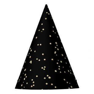 Gorro De Fiesta Nochevieja negra Purpurina de oro