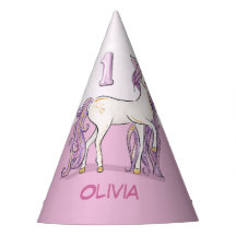 Nombre personalizado 1er cumpleaños Caballo rosa c
