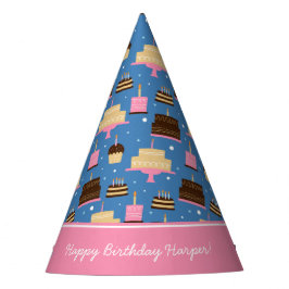 Gorro De Fiesta Nombre personalizado del patrón de pastel de cumpl