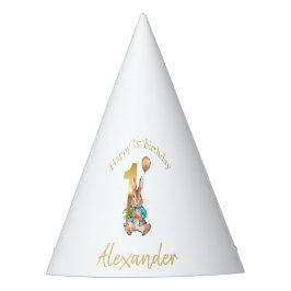 Gorro De Fiesta Nombre personalizado Feliz primer cumpleaños Globo