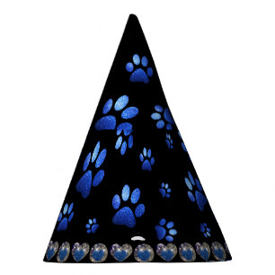 Gorro De Fiesta Nombre personalizado, perras de perro purpurina az