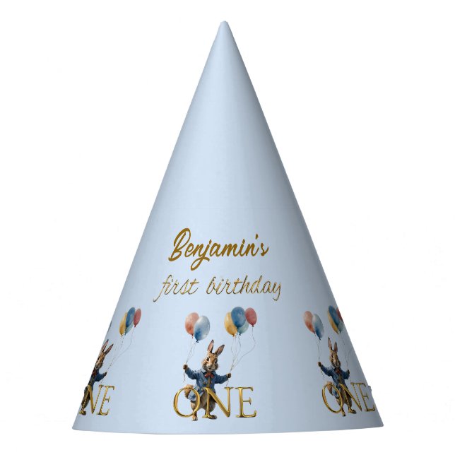 Gorro De Fiesta Nombre personalizado Peter el primer cumpleaños de (Anverso)