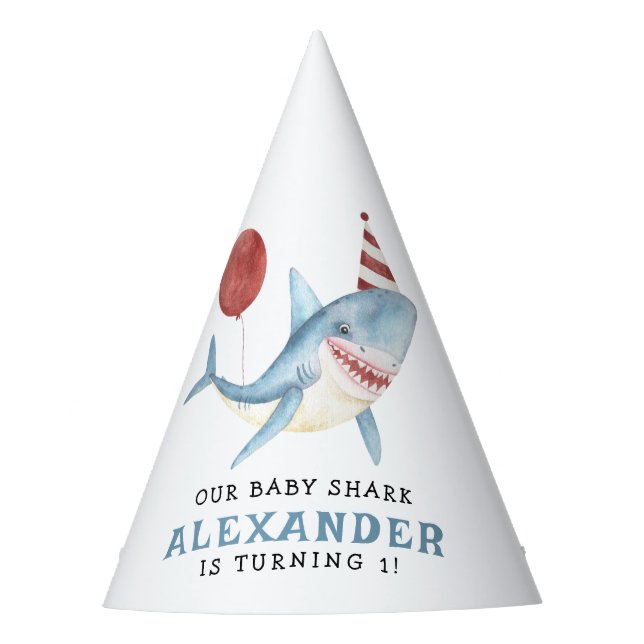 Gorro De Fiesta Nuestro Baby Shark cumple 1 año bajo el mar (Anverso)