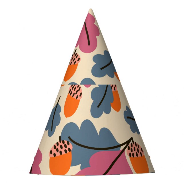 Gorro De Fiesta Oak otoñal: Patrón de hojas y maíz (Anverso)