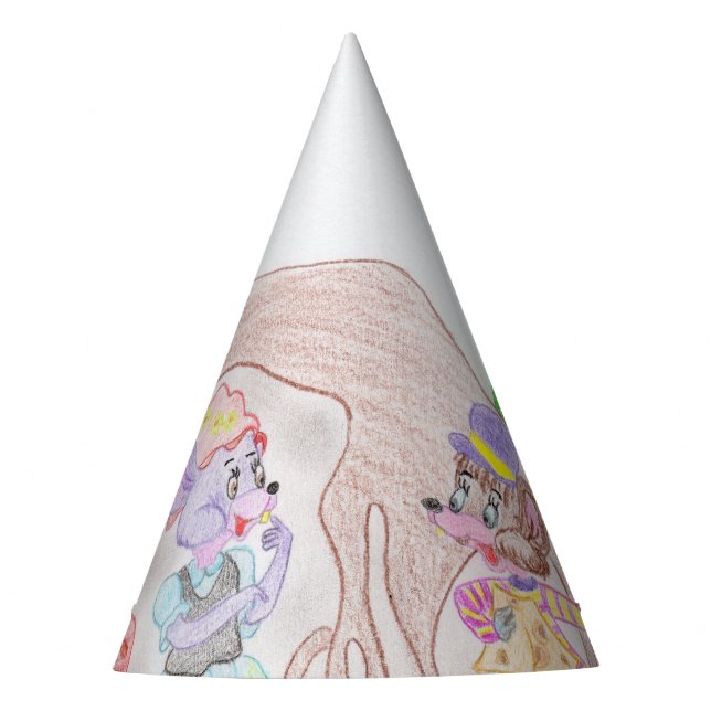 Gorro De Fiesta Obras de arte de niños personalizados, dos ratones (Anverso)
