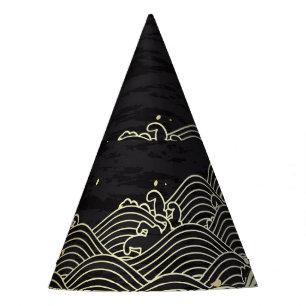 Gorro De Fiesta Ola dorada, textura tipo papel.