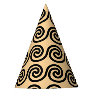 Gorro De Fiesta Olas Patrón Llave Meandro Griego Marrón