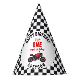 Gorro De Fiesta One Fast Race Motorcycle Boy 1st Birthday Party