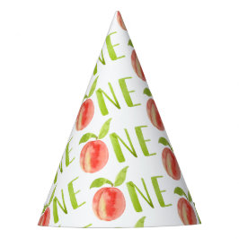 Gorro De Fiesta One Peach Watercolor Primer Chica de cumpleaños