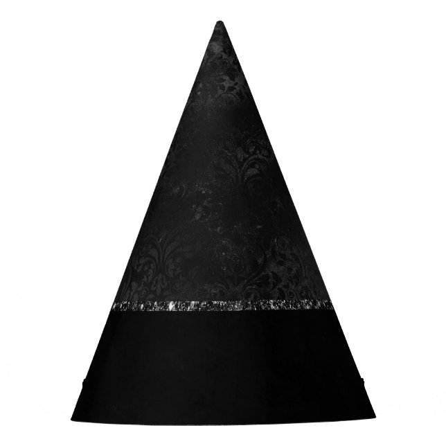 Gorro De Fiesta Onyx Romance | Damasco negro satinado (Anverso)