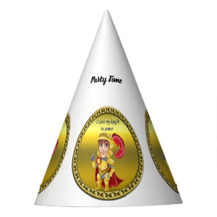 Gorro De Fiesta Oro y caballero rojo en su armadura y casco