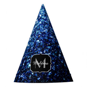 Gorro De Fiesta Oscuro Azul profundo brillante purpurina chisme Mo