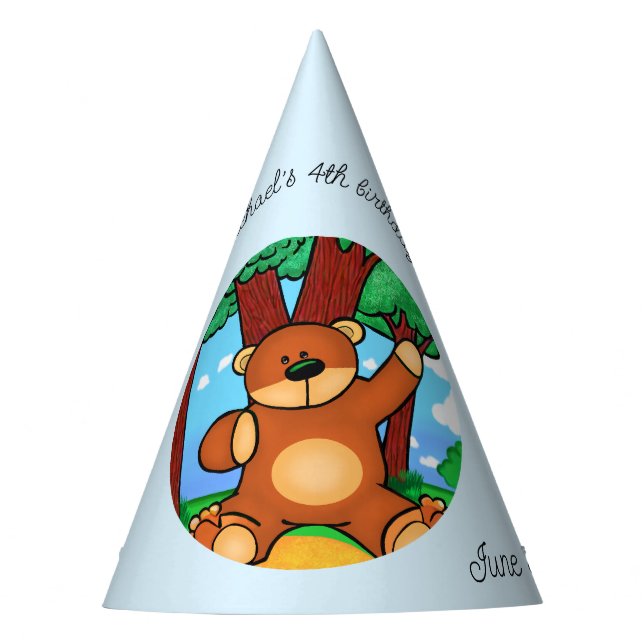 Gorro De Fiesta Oso en pastizal de cumpleaños (Anverso)