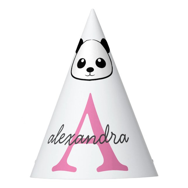 Gorro De Fiesta Oso Panda Lindo – Monograma Personalizado (Anverso)