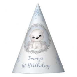 Gorro De Fiesta Oso Polar Adorable Cumpleaños 1er Niño Azul