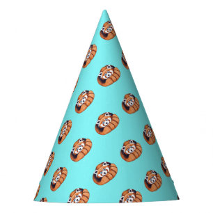 Gorro De Fiesta Oso rojo panda sobre turquesa