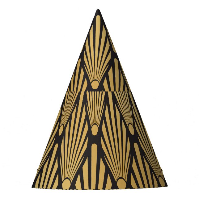 Gorro De Fiesta Palmas Art Deco: Oro Negro. (Anverso)