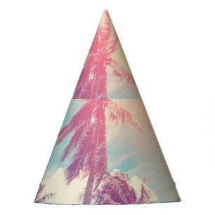 Gorro De Fiesta Palmeras de silueta, abstracto de puesta de sol.