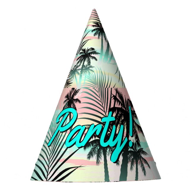 Gorro De Fiesta Palmeras negras al atardecer (Anverso)