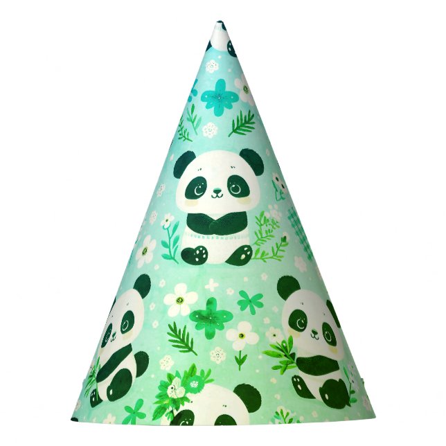 Gorro De Fiesta Panda Patrón de oso Impresión verde (Anverso)