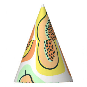 Gorro De Fiesta Papaya dibujada a mano: Patrón de cosecha creativa