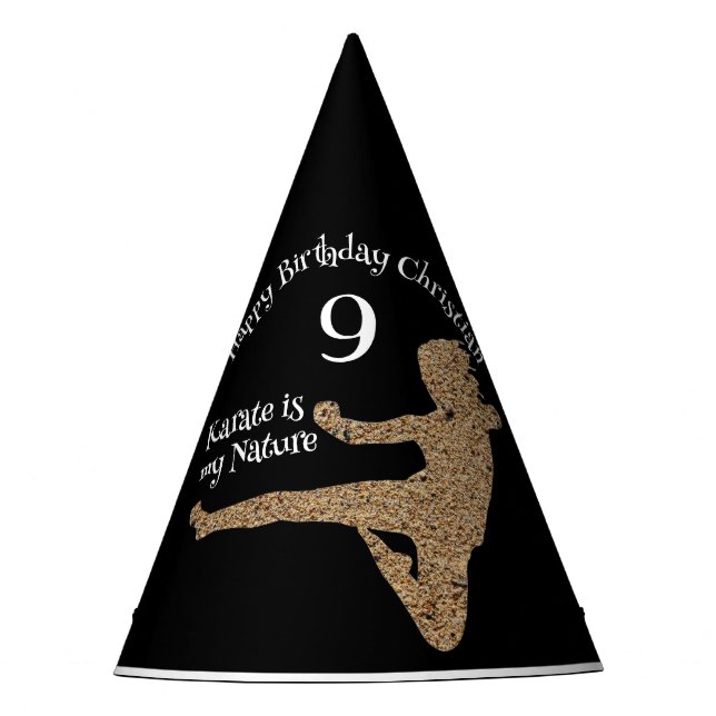Gorro De Fiesta Papel de cumpleaños de Black Japan Boy Martial Art (Anverso)