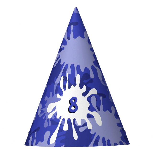 Gorro De Fiesta Papel divertido de cumpleaños número 8 con salpica (Anverso)