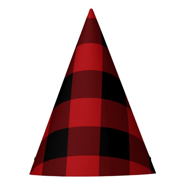 Gorro De Fiesta Partido de Cumpleaños de Red & Black Rustic Buffal (Anverso)
